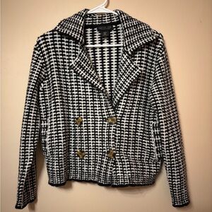 Rachel Zoe black and white knitted Blazer